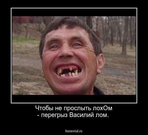 Чтобы не прослыть лохОм - перегрыз Василий лом.