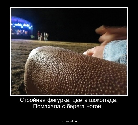 Стройная фигурка, цвета шоколада, Помахала с берега ногой.