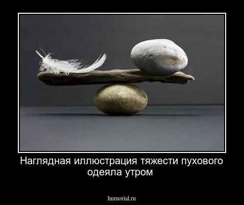 Наглядная иллюстрация тяжести пухового одеяла утром