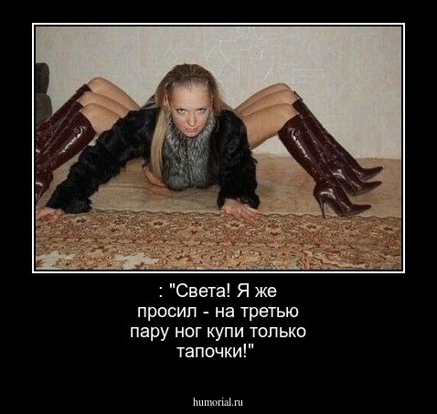  : "Света! Я же просил - на третью пару ног купи только тапочки!"