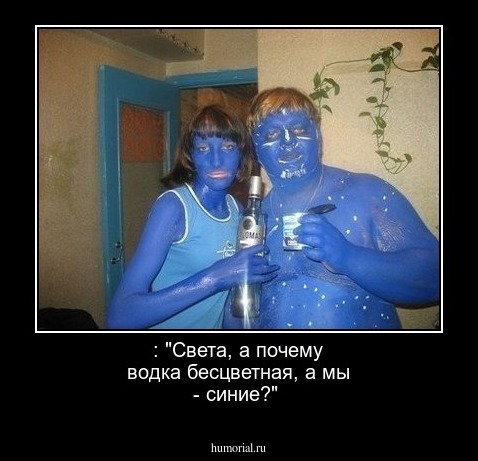  : "Света, а почему водка бесцветная, а мы - синие?"