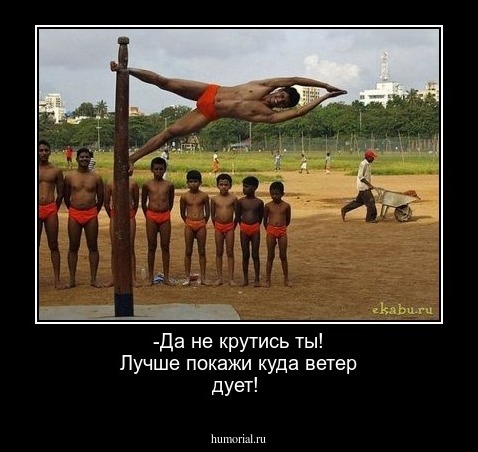 -Да не крутись ты! Лучше покажи куда ветер дует!