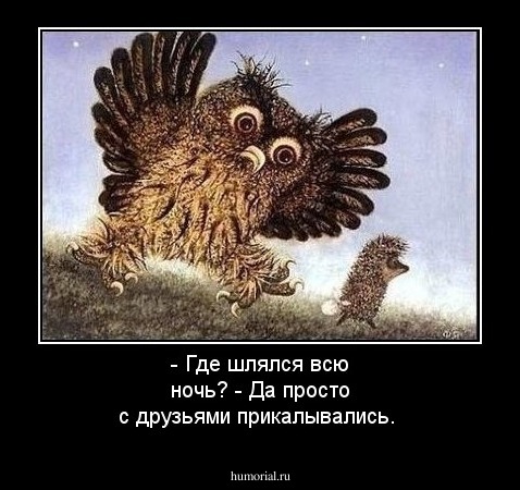 - Где шлялся всю ночь?
- Да просто с друзьями прикалывались.