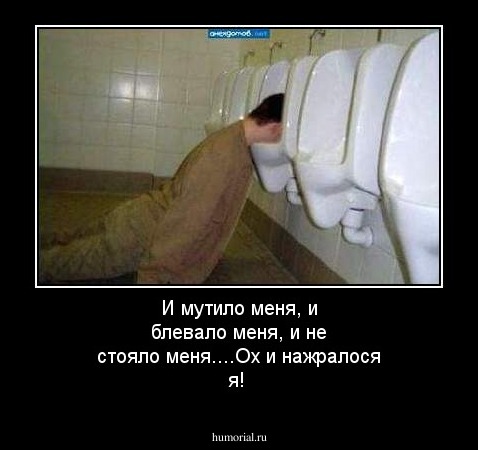 И мутило меня,  и блевало меня, и не стояло меня....Ох и нажралося я!