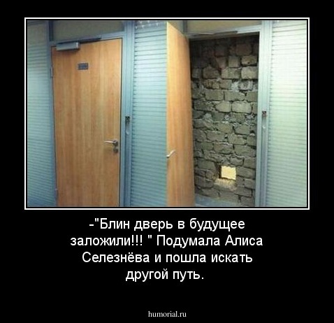 -"Блин дверь в будущее заложили!!! " Подумала Алиса Селезнёва и пошла искать другой путь.