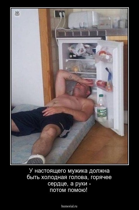 У настоящего мужика должна быть холодная голова, горячее сердце, а руки - потом помою!
