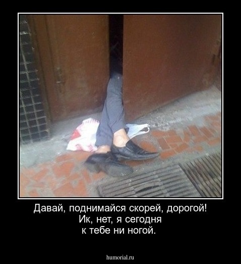 Давай, поднимайся скорей, дорогой!
Ик, нет, я сегодня к тебе ни ногой.