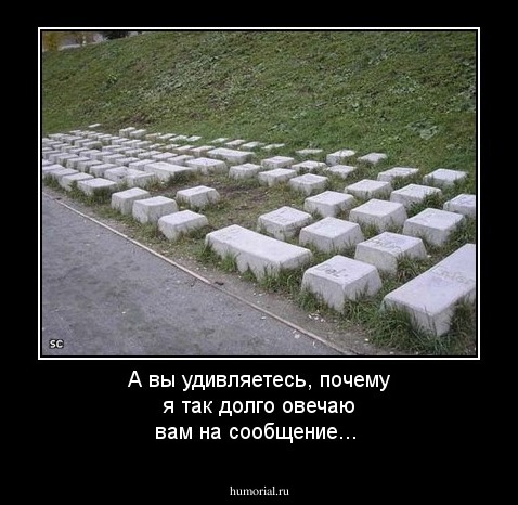 А вы удивляетесь, почему я так долго овечаю вам на сообщение...
