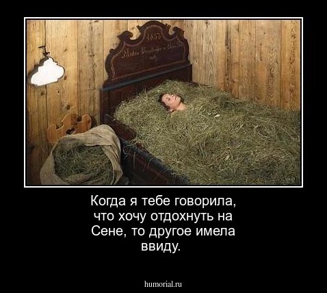 Когда я тебе говорила, что хочу отдохнуть на Сене, то другое имела ввиду.