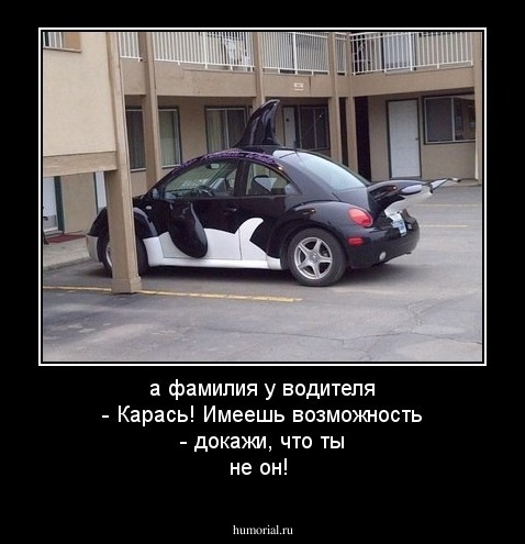 а фамилия у водителя - Карась! Имеешь возможность - докажи, что ты не он!