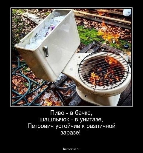  Пиво - в бачке, шашлычок - в унитазе, Петрович устойчив к различной заразе!