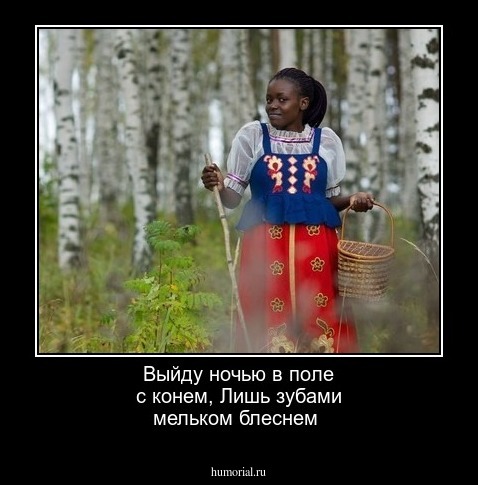 Выйду ночью в поле с конем,
Лишь зубами мельком блеснем 