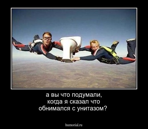 а вы что подумали, когда я сказал что обнимался с унитазом?