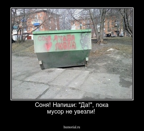  Соня! Напиши: "Да!", пока мусор не увезли!