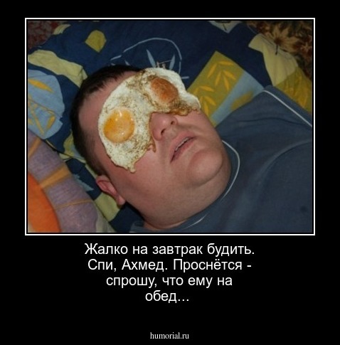 Жалко на завтрак будить. Спи, Ахмед. Проснётся -  спрошу, что ему на обед...
