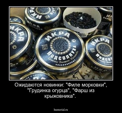  Ожидаются новинки: "Филе морковки", "Грудинка огурца", "Фарш из крыжовника".