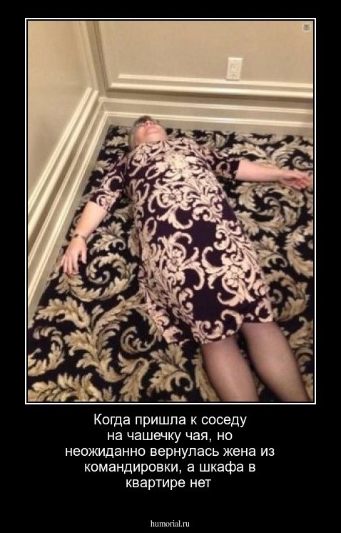 Когда пришла к соседу на чашечку чая, но неожиданно вернулась жена из командировки, а шкафа в квартире нет