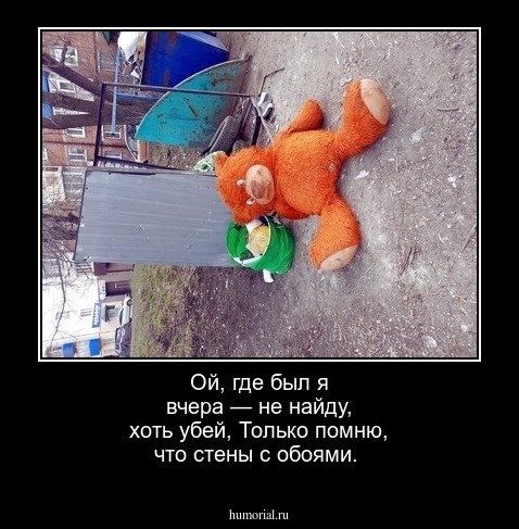 Ой, где был я вчера — не найду, хоть убей,
Только помню, что стены с обоями.