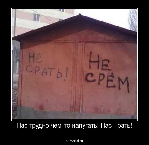  Нас трудно чем-то напугать: Нас - рать!
