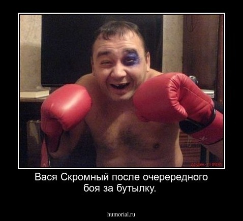 Вася Скромный после очерередного боя за бутылку.