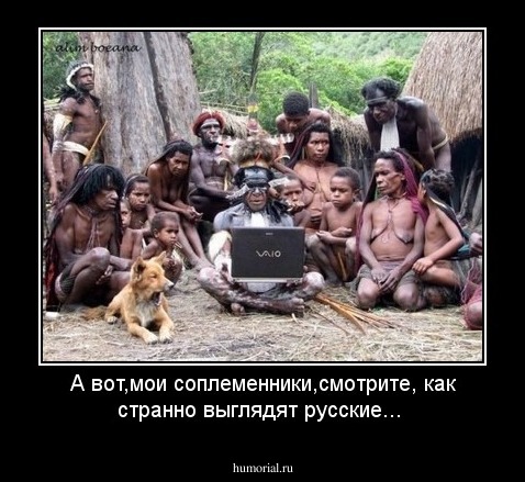 А вот,мои соплеменники,смотрите, как странно выглядят русские...