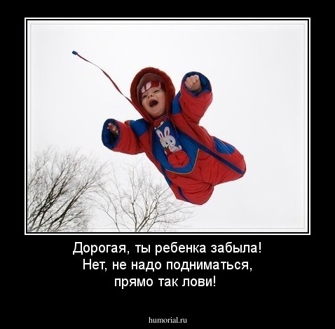 Дорогая, ты ребенка забыла! Нет, не надо подниматься, прямо так лови!