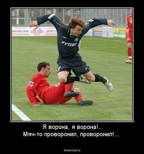 Я ворона, я ворона!.. Мяч-то проворонил, проворонил!...