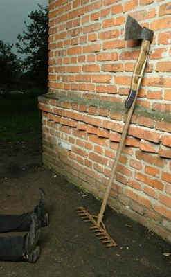 Петрович листву собирал в огороде. А чё он лежит? И не дышит, навроде...